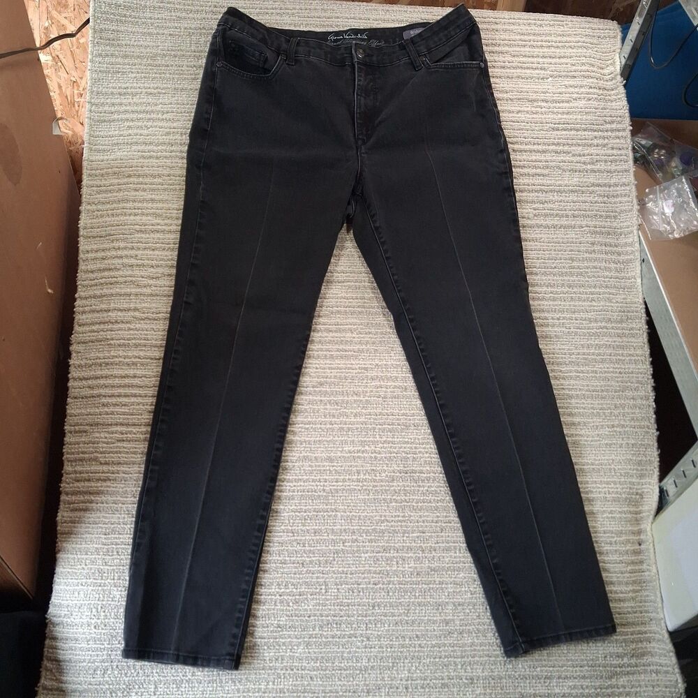 Gloria Vanderbilt Bridget Slim Leg Black Jeans Womens Size 16 Slimming Pants Str